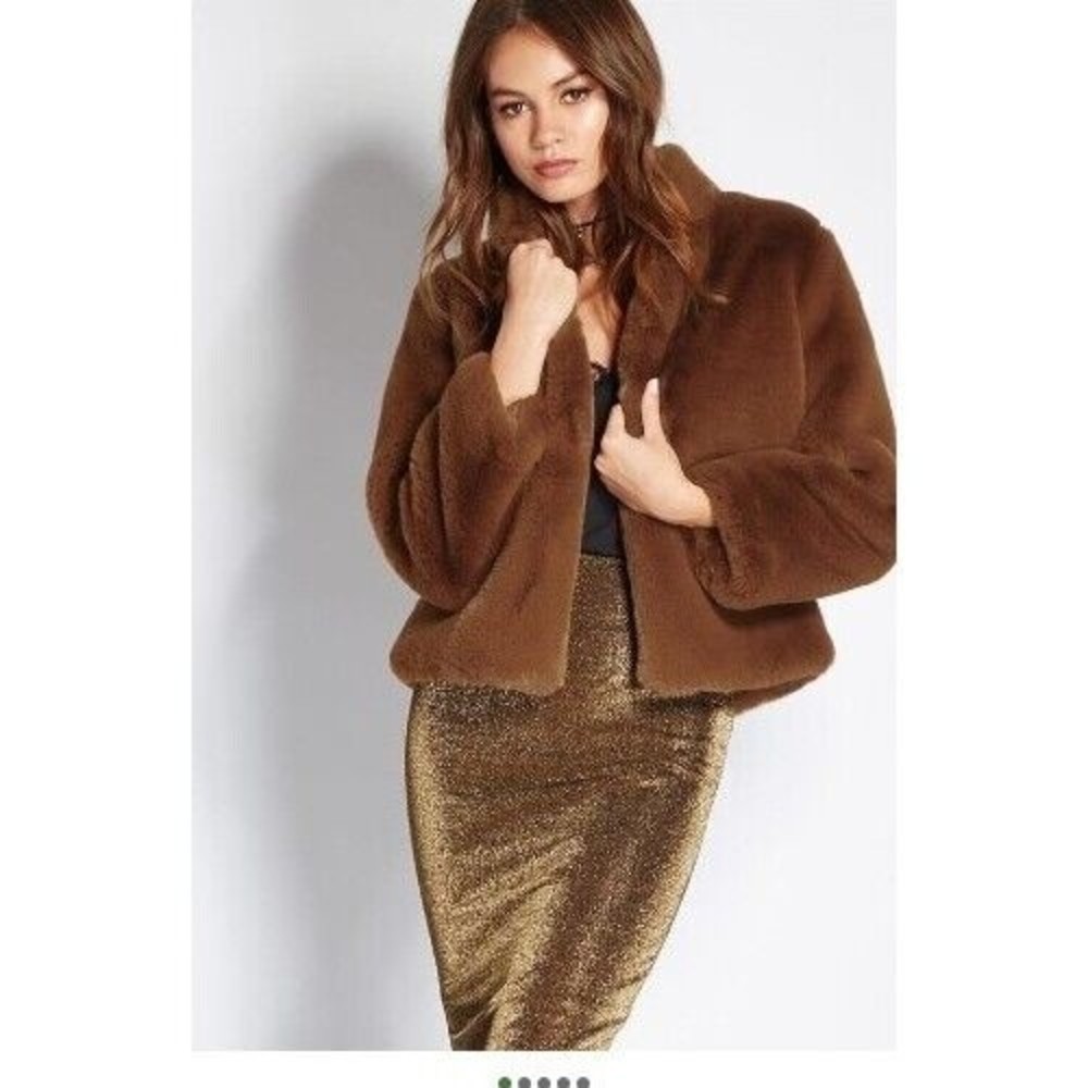 Forever 21 Womenn Faux Fur Coat  Brown Size M